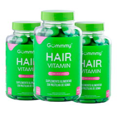 03 potes de Gummy Hair maçã verde