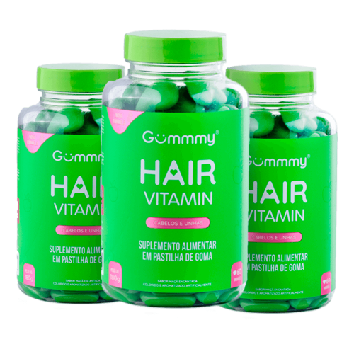03 potes de Gummy Hair maçã verde