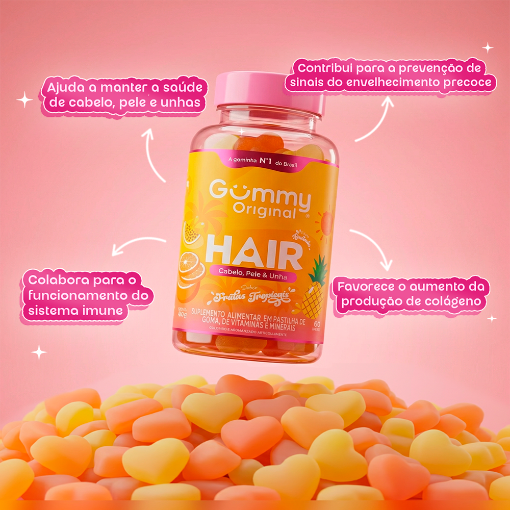 2 Gummy Hair® - Frutas Tropicais 180g