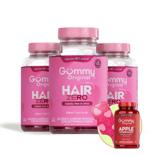 3 Gummy Hair Zero + 1 Vinagre de Maçã + 1 Escova Degradê