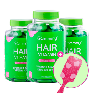 3 Gummy® Hair 180g + Escova ou Necessaire Xoxo