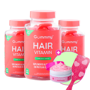 3 Gummy® Hair + 1 Escova + 1 Hair Mask