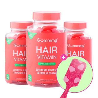 3 Gummy® Hair 180g + Escova ou Necessaire Xoxo