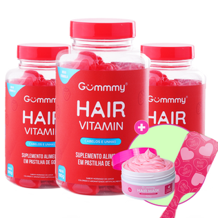 3 Gummy® Hair + 1 Escova + 1 Hair Mask