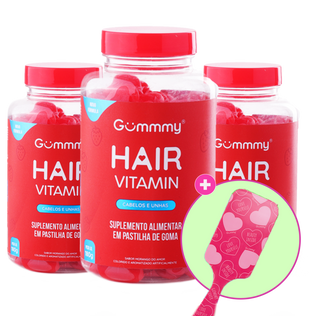 3 Gummy® Hair 180g + Escova ou Necessaire Xoxo