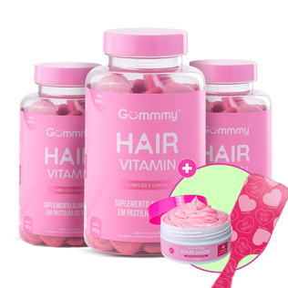 3 Gummy® Hair + 1 Escova + 1 Hair Mask