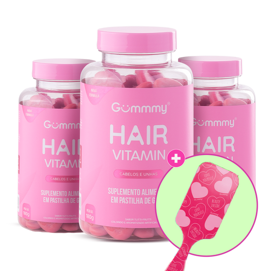 3 Gummy Hair + Escova Love Yourself