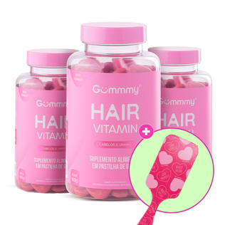 3 Gummy® Hair 180g + Escova ou Necessaire Xoxo