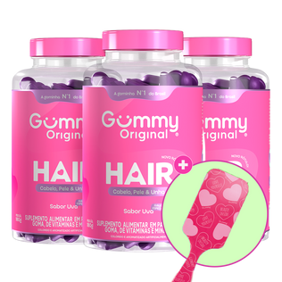 3 Gummy® Hair 180g + Escova ou Necessaire Xoxo