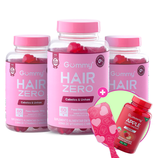 3 Gummy Hair Zero + 1 Vinagre de Maçã + 1 Escova Degradê