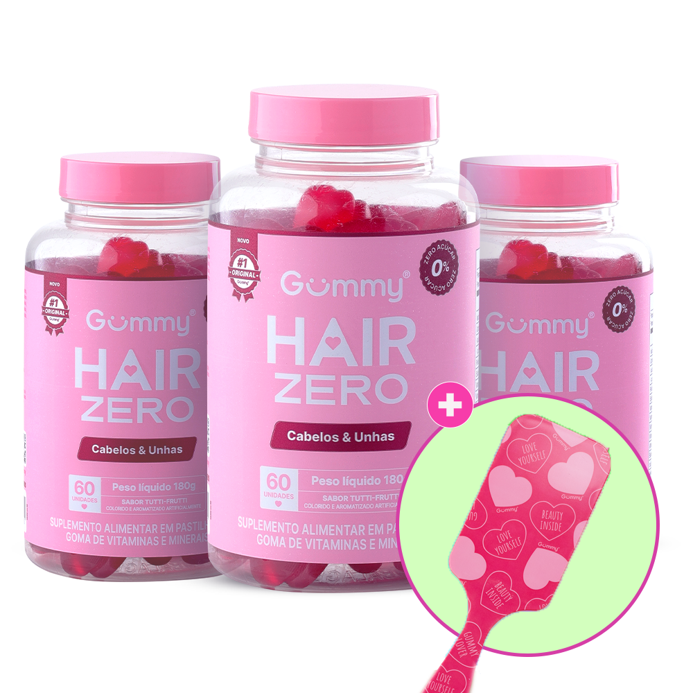 3 Gummy® Hair 180g + Escova ou Necessaire Xoxo